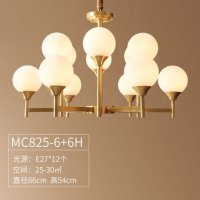 现代美式全铜客厅吊灯简约个性卧室灯创意玻璃客厅灯具