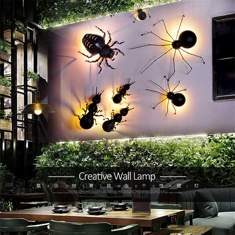 B-397 蚂蚁铁艺送LED灯泡壁灯创意个性壁灯3