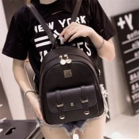 2017夏新款女式背包双肩PU学院风百搭书包女简约时尚休闲旅行包潮