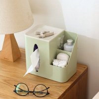 日式创意多功能桌面纸巾盒 杂物收纳办公整理抽纸盒