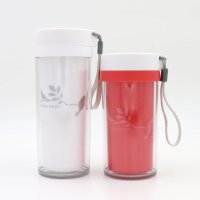 简约双层水杯子手提亲子情侣对杯塑料便携防漏运动组合套装杯冷水