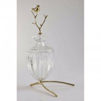 创意铜制底座透明水晶玻璃糖果罐 美式储物罐器皿带盖 创意客厅装饰品摆件