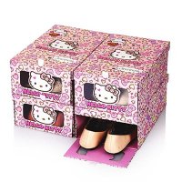 科特豪斯 Hellokitty加厚纸质鞋子收纳鞋盒创意欧式透明男女鞋盒KT2066