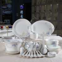 得意陶瓷50件家用中式碗碟套装骨瓷餐具