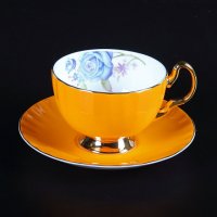 得意陶瓷 高档骨质瓷 咖啡杯 米兰杯碟-桔