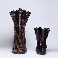 简约现代紫色金星点缀白菜口玻璃花瓶富贵竹百合花瓶B8022-3V