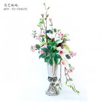 满庭芳花艺新款中式花艺金属花器成品仿真花家居样板间装饰仿真植物盆花摆件包邮MTF-TC1704070