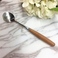 榉木柄不锈钢勺单支