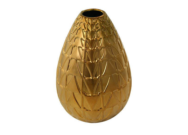 欧式陶瓷大花瓶哑光电镀金色轻奢花瓶美式客厅家居样板房创意摆件NHTC2225703056