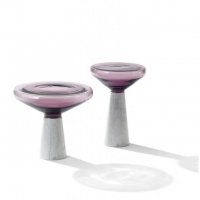 LY-7020C白+紫色    ，35cmX50cm，大理石+玻璃， 个性家居别墅店面橱窗现代轻奢桌
