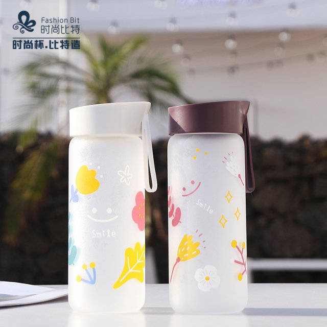 时尚比特韩版创意磨砂玻璃杯耐高温玻璃水杯大容量抖音百货水杯子