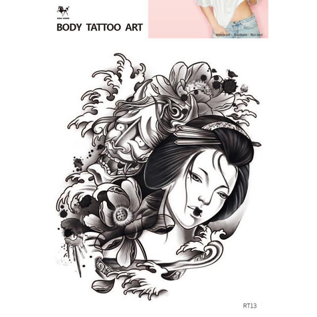 个性纹身防水贴纸 创意中国风黑色手绘纹身贴 多款人物纹身贴纸