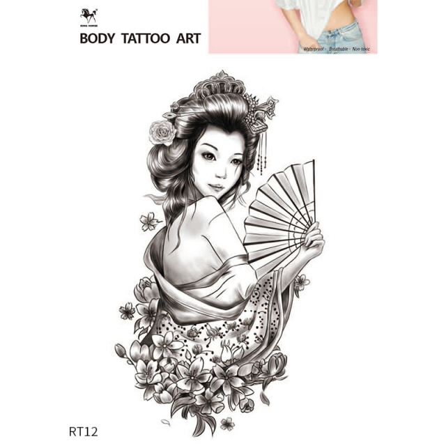 传统中国风人物造型纹身贴 花臂个性潮流纹身贴 个性防水手臂贴纸