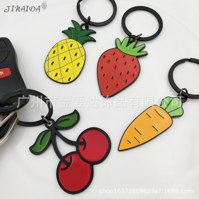 水果创意黑漆钥匙扣背包小挂件汽车钥匙链钥匙扣圈链包挂件