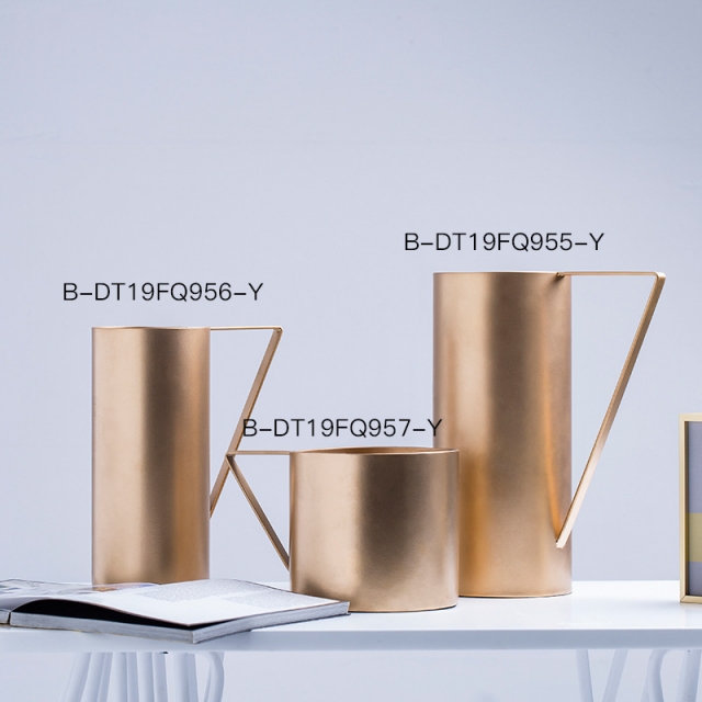 大千新品简约轻奢创意金色花器摆件金属工艺品家居软装饰品批发 其他批发 万菱购 万菱广场批发商城