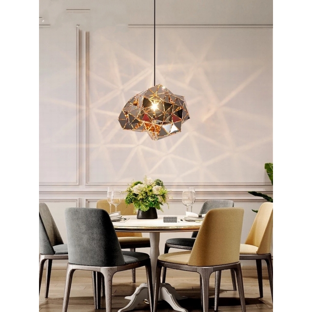 后现代不规则多边形不锈钢样板房客厅餐厅店面橱窗个性装饰吊灯