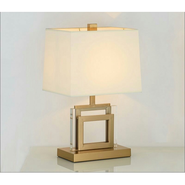 方形古铜色设计师现代简约美式样板房夹心水晶卧室书桌台灯