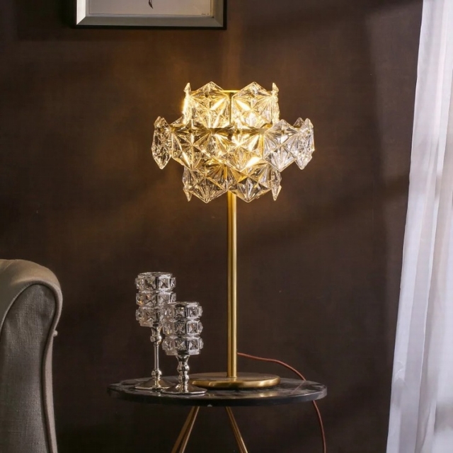 美式全铜水晶底座样板间灯具设计师样板会所书房卧室台灯