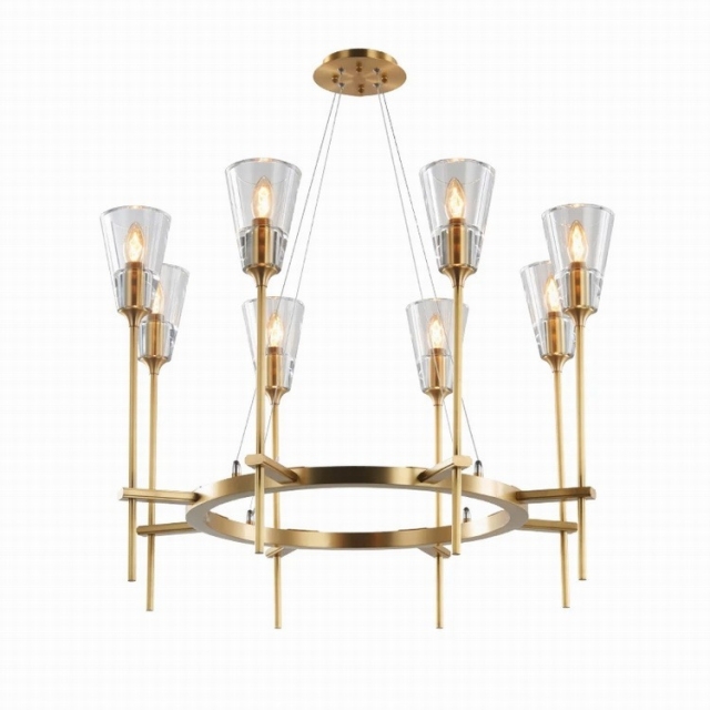 现代风格全铜水晶灯罩灯具样板房客餐厅卧室别墅吊灯