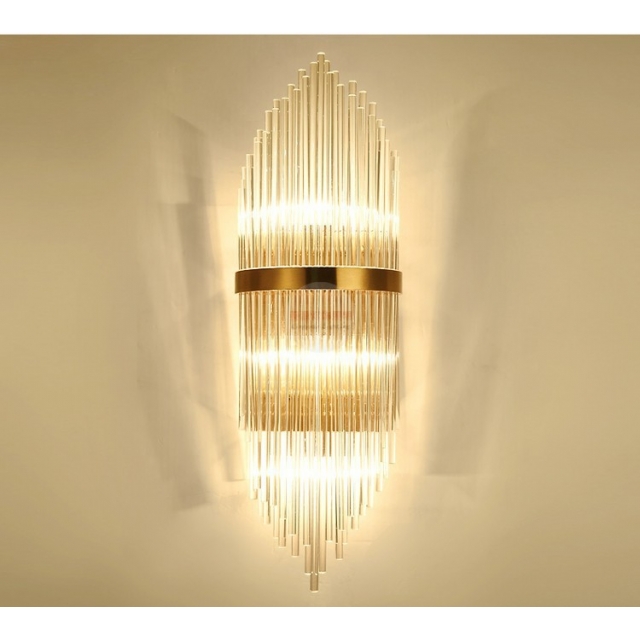 2018后现代金色轻奢欧式水晶棒样板房客厅酒店走廊过道橱窗壁灯