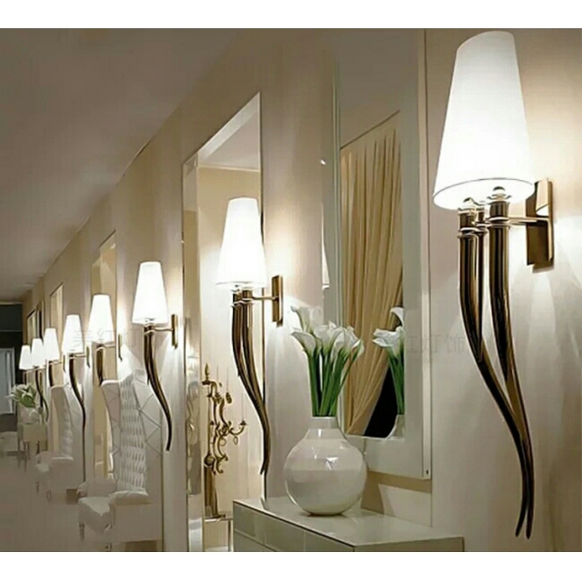 美式简约铁艺羚角灯具样板房客厅主人房走廊过道橱窗壁灯