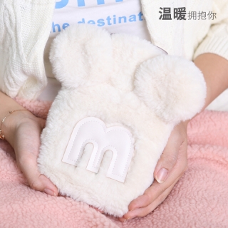 韩版毛绒卡通注水热水袋 创意mm字母兔毛暖手宝pvc暖宫暖宝宝定制