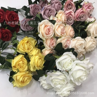 10头玫瑰花束婚庆家居装饰花仿真花手捧玫瑰摄影路引花一件代发