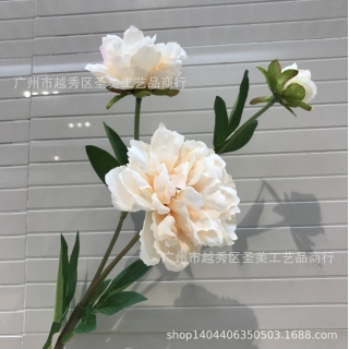 仿真花批发3头春香芍药蔷薇花家居客厅装饰人造花婚庆花束