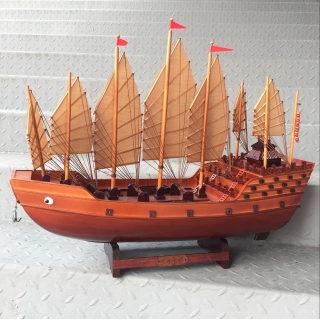 郑和宝船模型中式装饰帆船渔船一帆风顺摆件摆设 一带一路60CM
