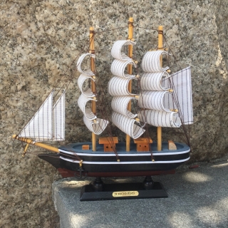厂家直销24公分木质帆船模型摆件地中海装饰创意船模型工艺品礼品
