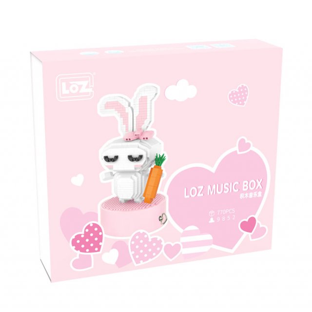 LOZ微颗粒小白兔love兔梦幻兔音乐盒创意积木八音盒益智玩具