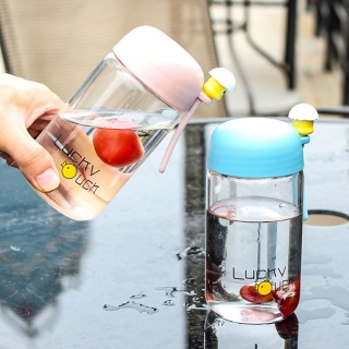 萌兔兔酷鸭玻璃杯ins学生儿童透明杯子创意可爱卡通水杯定制批发
