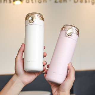 【厂家直销】304不锈钢豌豆保温杯 便携弹盖式学生水杯商务弹跳杯