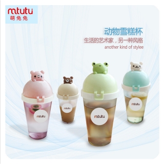 【厂家直销】时尚可爱动物头搅拌杯 爆款塑料吸管卡通杯定制logo