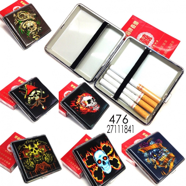 476 20支装皮革彩色图烟盒时尚骷髅头烟盒个性收藏烟盒