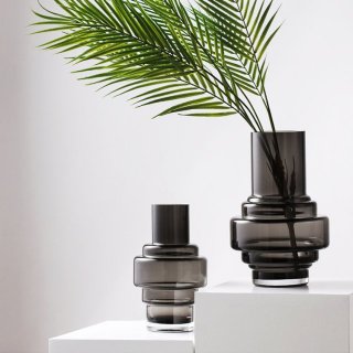 北欧现代轻奢玻璃花瓶 丹麦异型创意灯笼葫芦形花器桌面