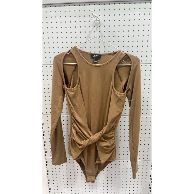 欧美快时尚圆领镂空打结皱褶长袖连体衣