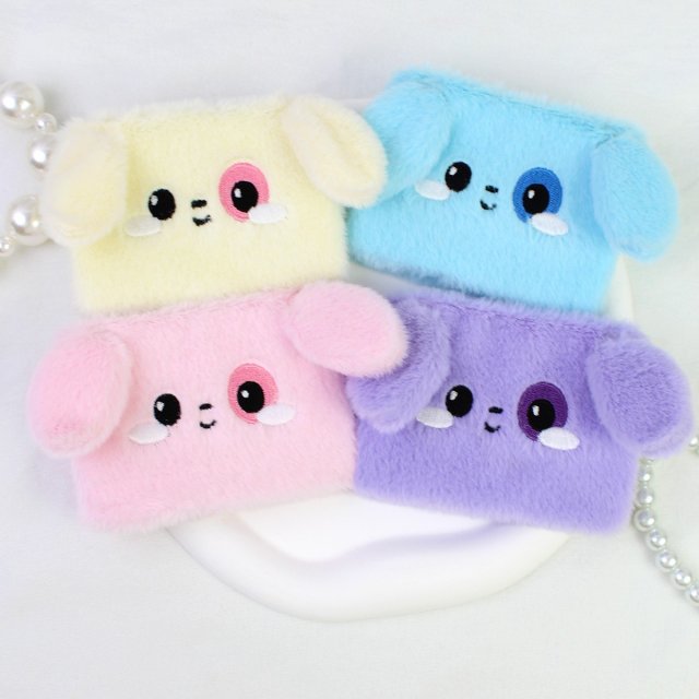 卡通毛绒可爱小清新小动物小狗化妆镜便携随身解压学生宿舍桌面