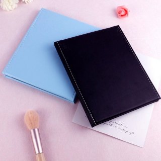 PU马卡龙色多色简约折叠皮镜桌面宿舍化妆高清台镜台式桌面镜