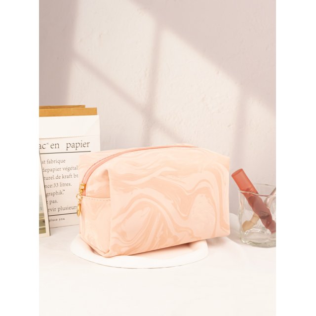 [胜雅] 时尚奶油黄晕染纹路拉链大容量便携轻便化妆收纳洗漱包手拿包