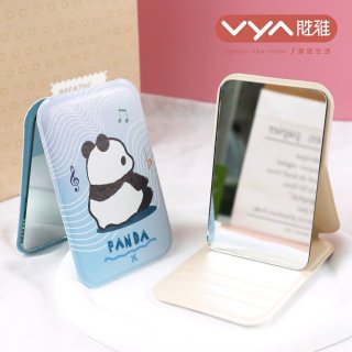 可爱卡通熊猫图案可折叠便携口袋化妆时尚镜学生卧室补妆用小镜子