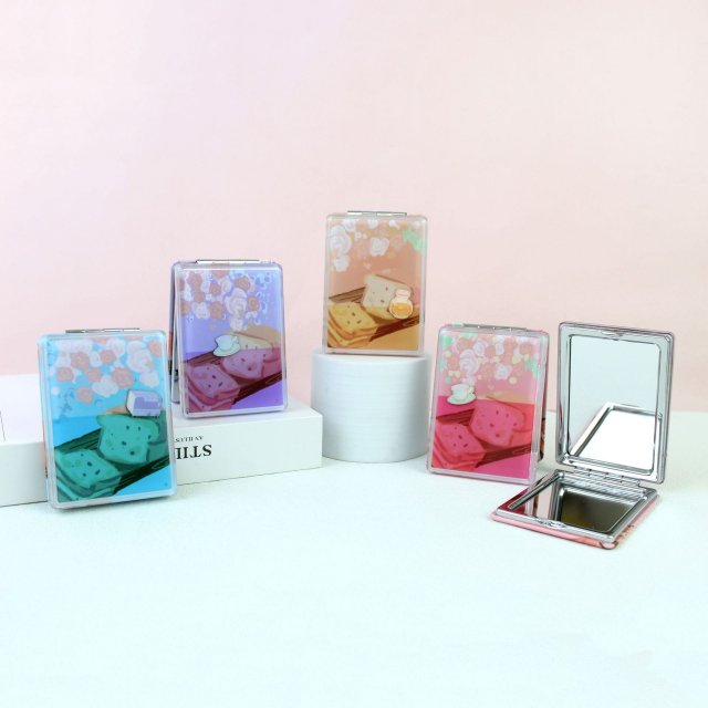 [胜雅] 长方漂浮双面小镜子少女心随身便携化妆镜精致折叠镜便携镜口袋镜