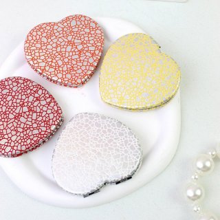 心形便携双面高清小镜子迷你随身补妆镜裂纹皮面精致化妆镜