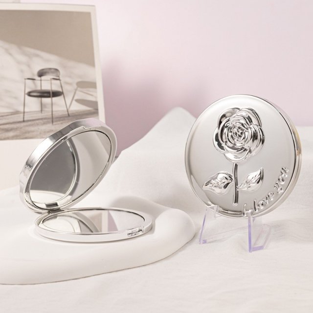 [胜雅] 时尚电镀小镜子便携镜子化妆镜双面折叠镜口袋镜外贸跨境电商