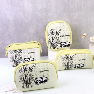 中国风超萌小熊猫高级大容量化妆包手拿包斜挎包双肩包贝壳包