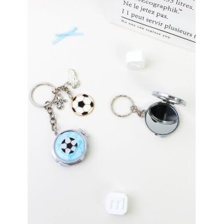 时尚足球挂包镜便携折叠化妆镜钥匙扣个性运动风随身补妆镜挂件
