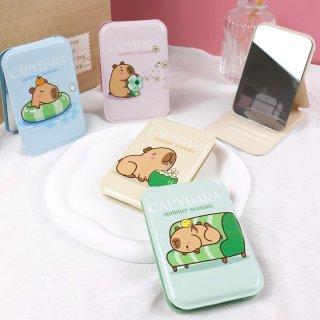 可爱水豚卡通图案可折叠便携口袋化妆时尚镜学生卧室补妆用小镜子