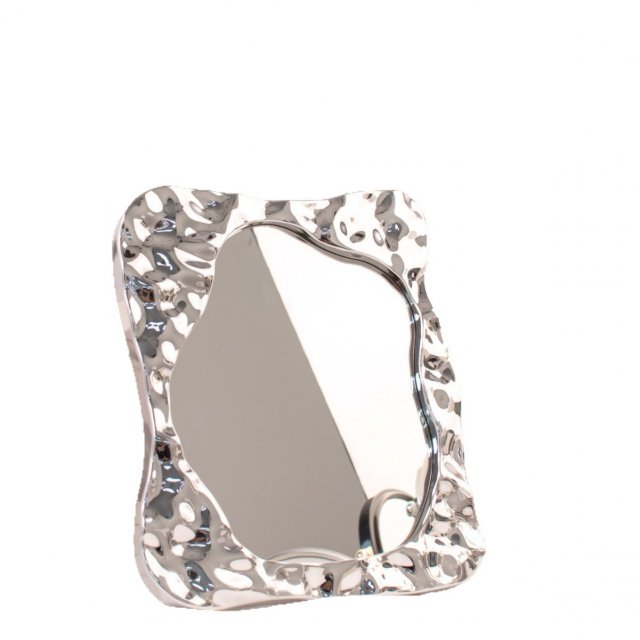 [胜雅] INS风电镀银色化妆镜台式桌面小镜子学生宿舍折叠简约梳妆镜