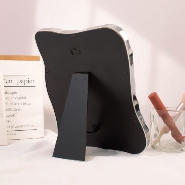 [胜雅] INS风电镀银色化妆镜台式桌面小镜子学生宿舍折叠简约梳妆镜