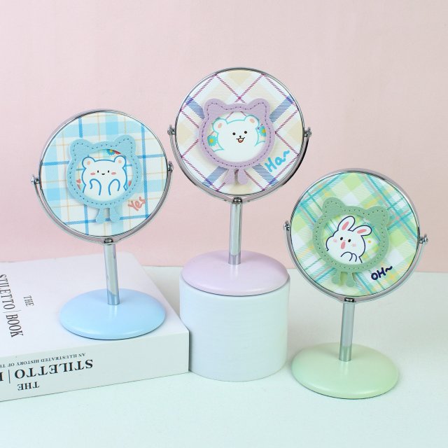 [] 桌面台式可爱高颜值化妆境单面镜子宿舍办公桌镜子卡通儿童学生